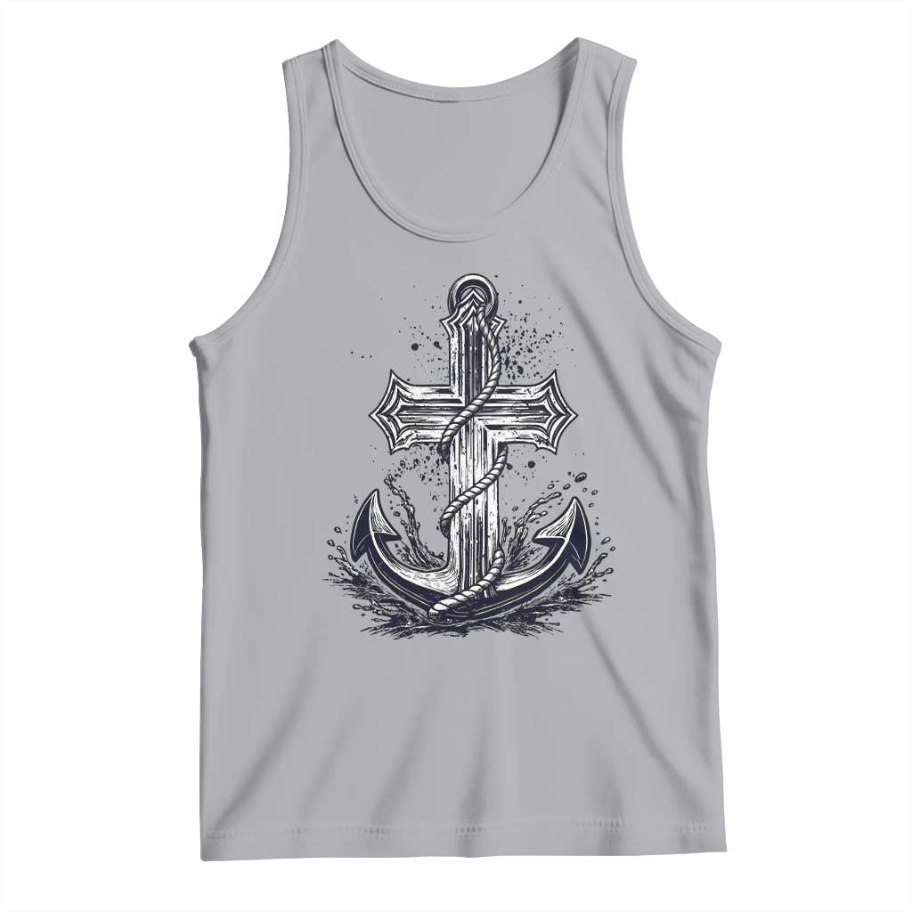 Faith Family Fishing Jesus Cross Anchor Tank Top Funny Christian Fisherman TS12 Athletic Heather Print Your Wear