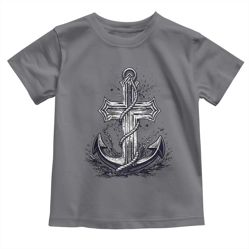 Faith Family Fishing Jesus Cross Anchor Toddler T Shirt Funny Christian Fisherman TS12 Charcoal Print Your Wear