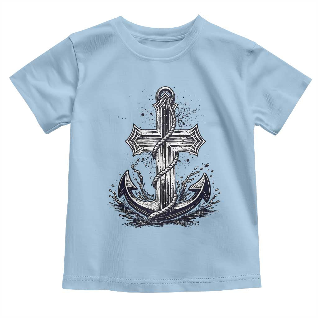 Faith Family Fishing Jesus Cross Anchor Toddler T Shirt Funny Christian Fisherman TS12 Light Blue Print Your Wear