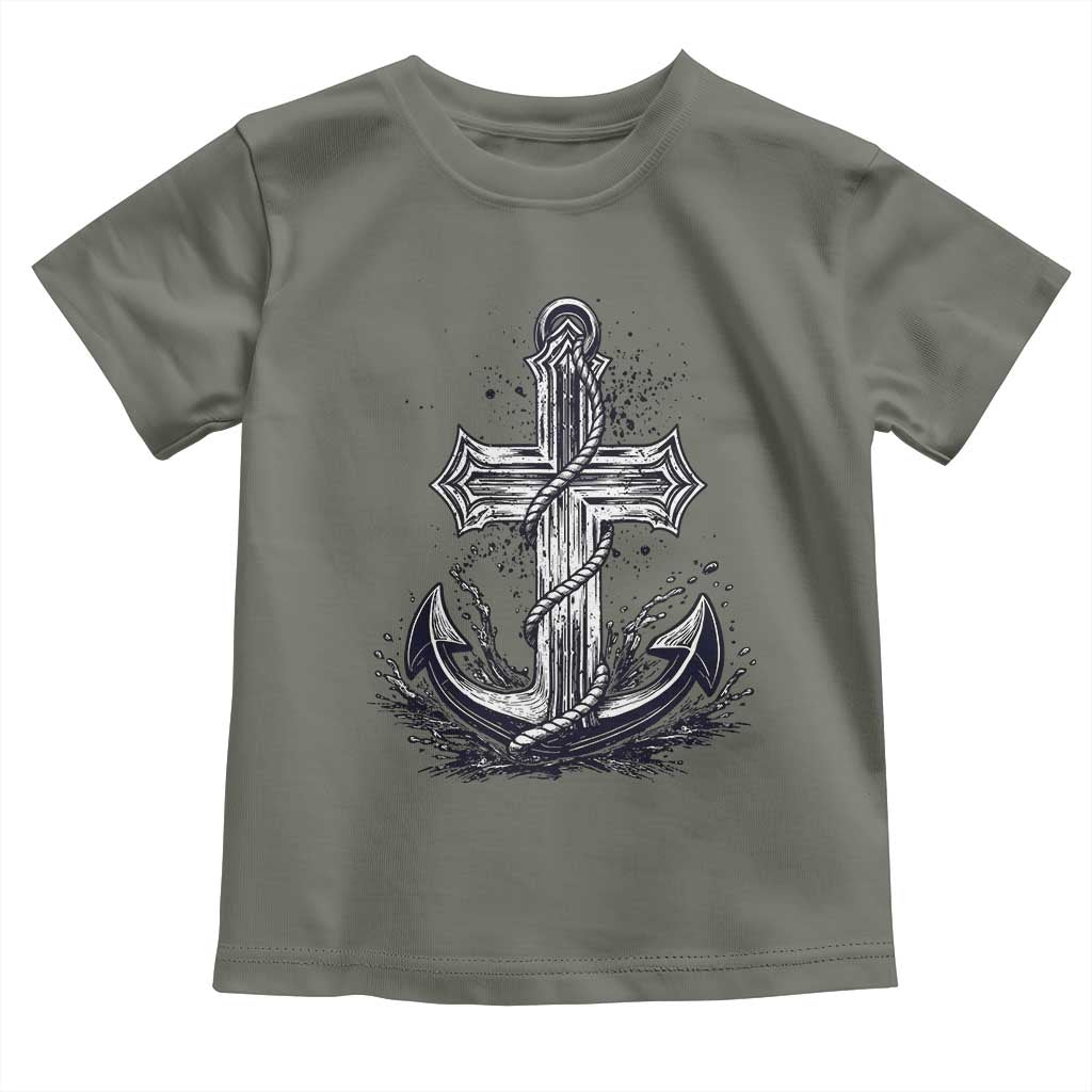 Faith Family Fishing Jesus Cross Anchor Toddler T Shirt Funny Christian Fisherman TS12 Military Green Print Your Wear