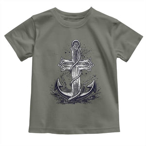 Faith Family Fishing Jesus Cross Anchor Toddler T Shirt Funny Christian Fisherman TS12 Military Green Print Your Wear