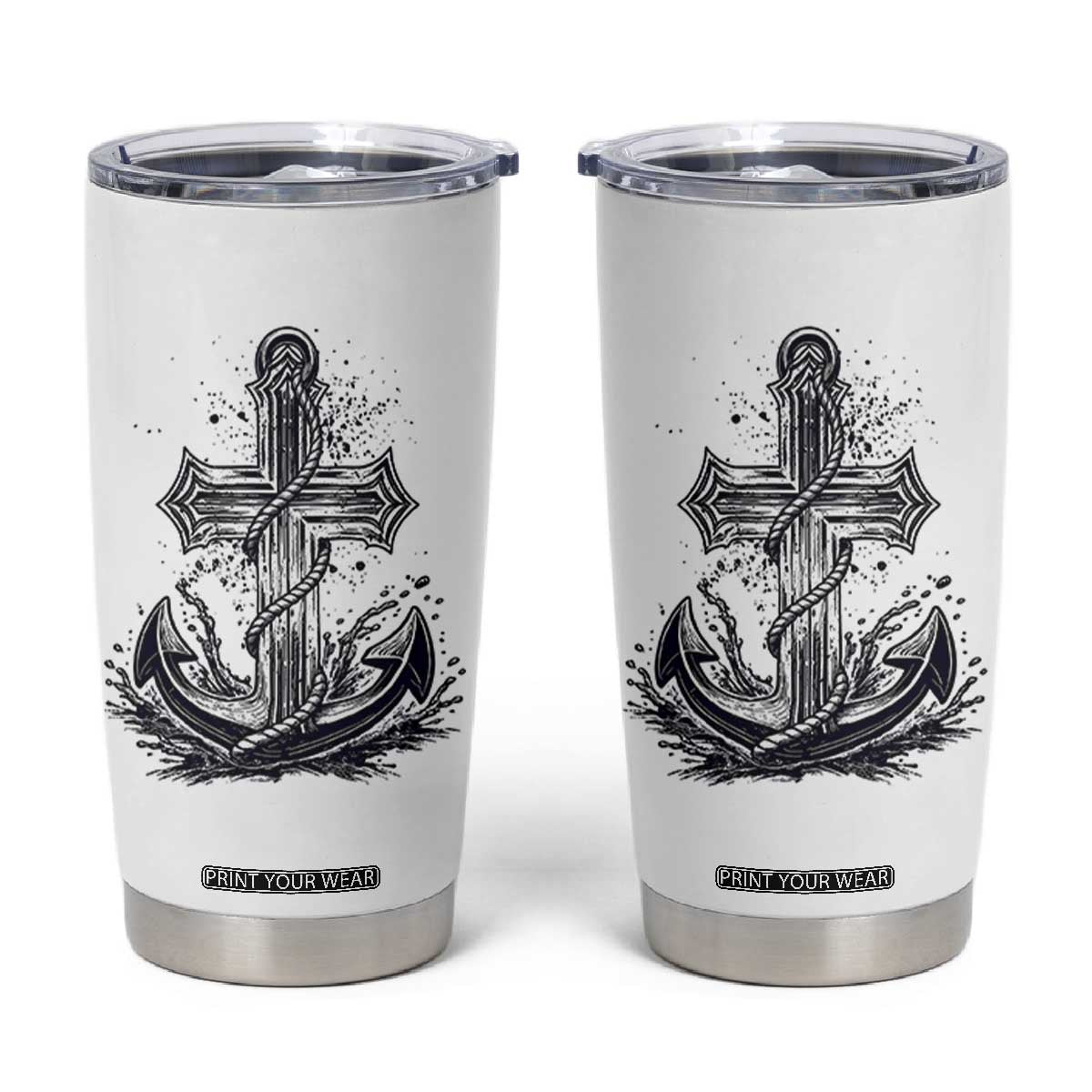 Faith Family Fishing Jesus Cross Anchor Tumbler Cup Funny Christian Fisherman TS12 White Print Your Wear
