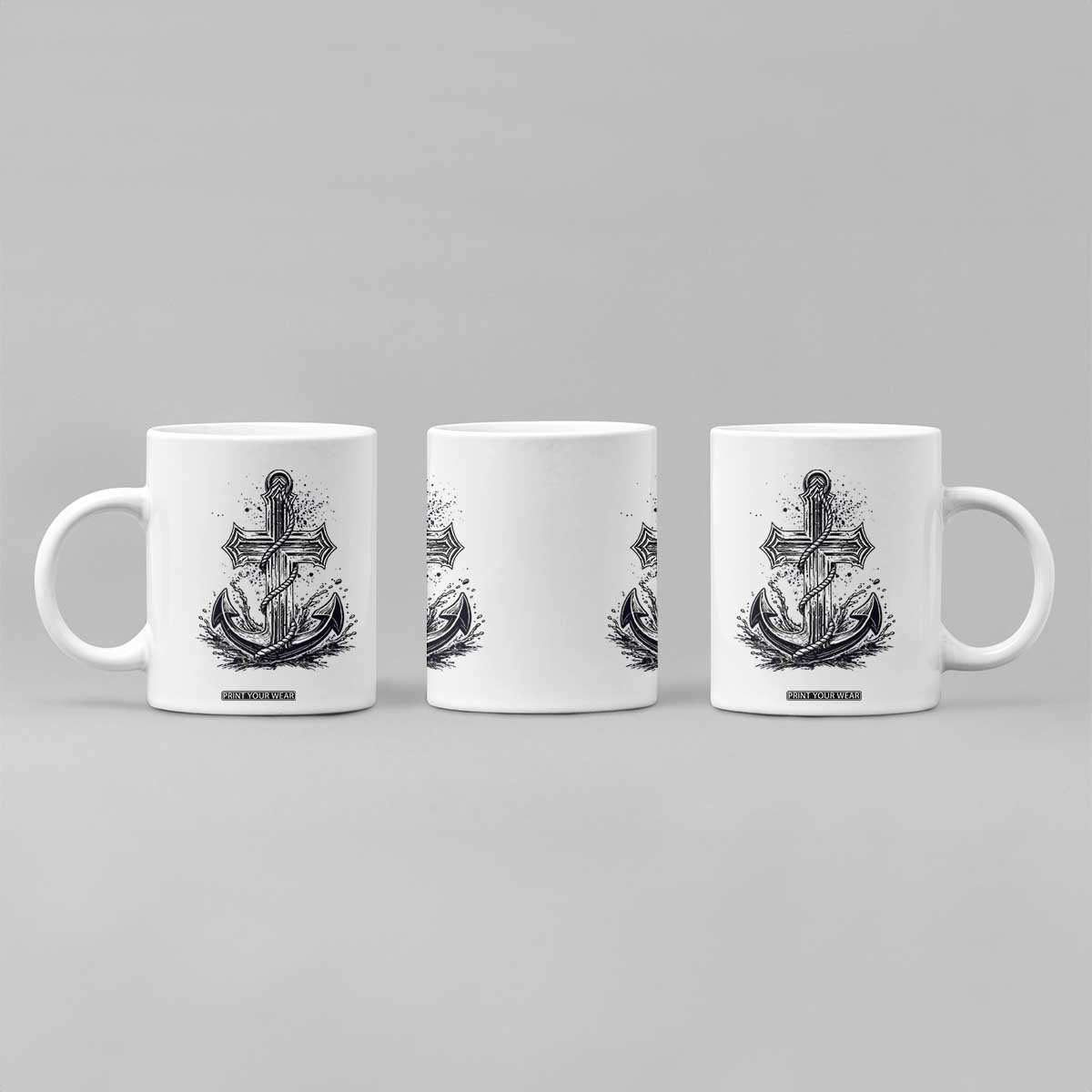 Faith Family Fishing Jesus Cross Anchor Coffee Mug Funny Christian Fisherman TS12 Print Your Wear