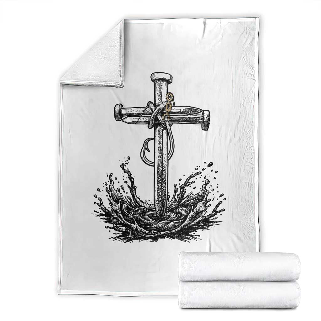 Faith Family Fishing Throw Blanket Christian Jesus Cross Fathers Day Gift
