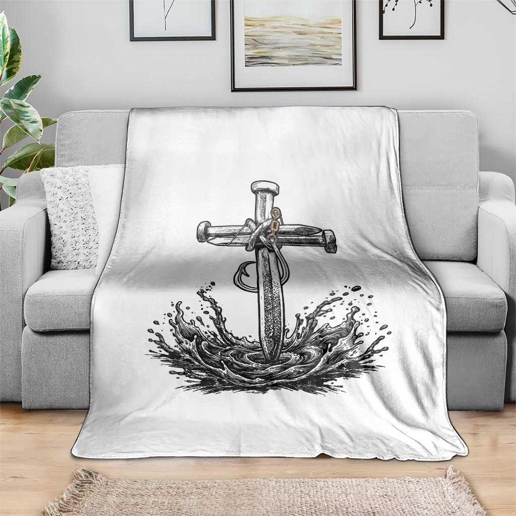 Faith Family Fishing Throw Blanket Christian Jesus Cross Fathers Day Gift