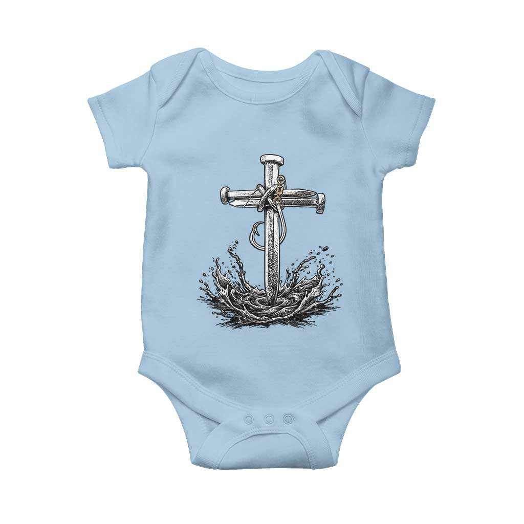 Faith Family Fishing Baby Onesie Christian Jesus Cross Fathers Day Gift TS12 Light Blue Print Your Wear