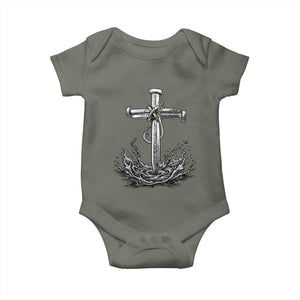 Faith Family Fishing Baby Onesie Christian Jesus Cross Fathers Day Gift TS12 Military Green Print Your Wear