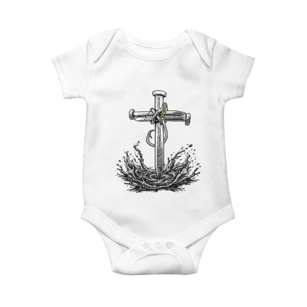 Faith Family Fishing Baby Onesie Christian Jesus Cross Fathers Day Gift TS12 White Print Your Wear