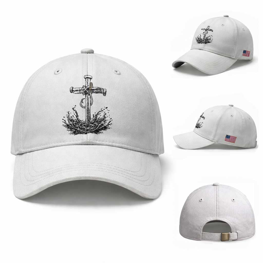 Faith Family Fishing Baseball Cap Christian Jesus Cross Fathers Day Gift TS12 Baseball Cap Universal Fit White Print Your Wear