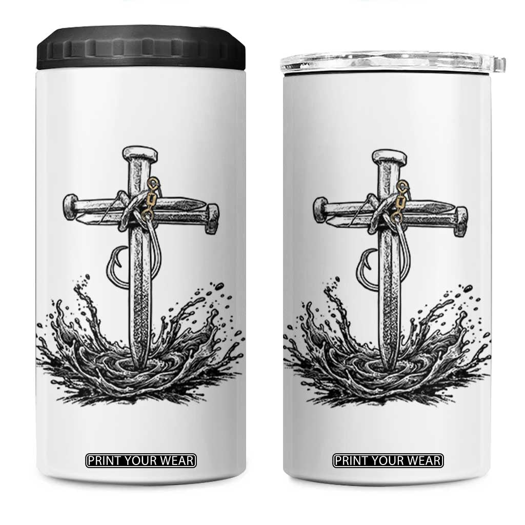 Faith Family Fishing 4 in 1 Can Cooler Tumbler Christian Jesus Cross Fathers Day Gift TS12 One Size: 16 oz White Print Your Wear