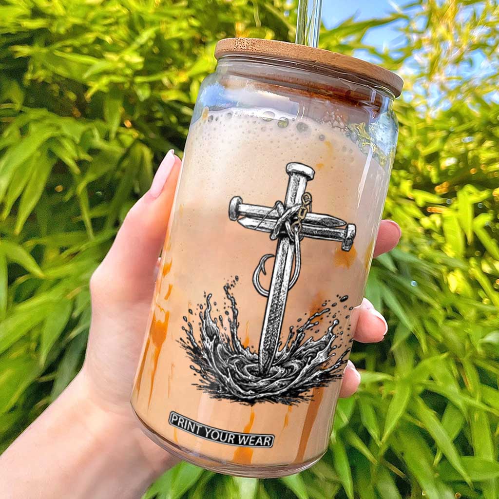Faith Family Fishing Glass Can Christian Jesus Cross Fathers Day Gift TS12 White Print Your Wear