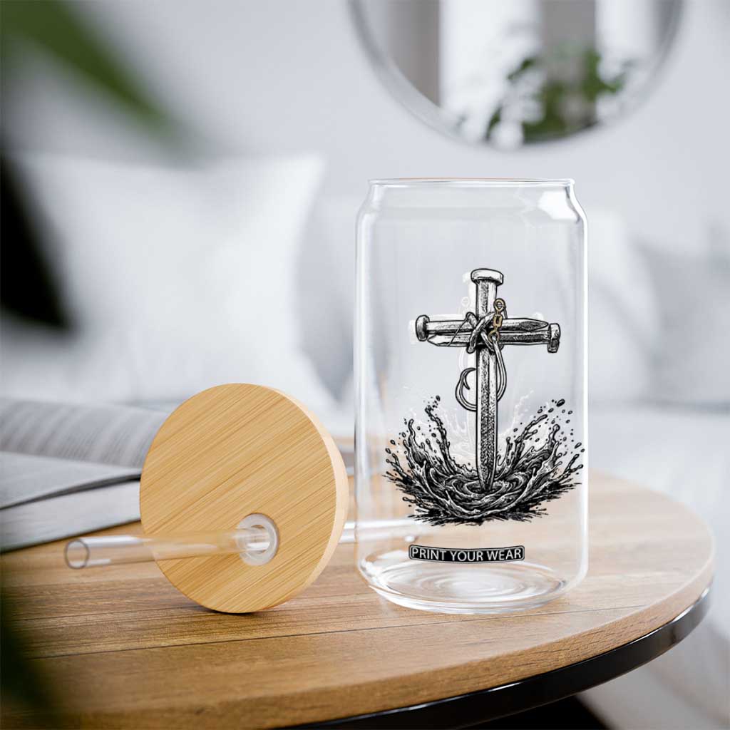 Faith Family Fishing Glass Can Christian Jesus Cross Fathers Day Gift TS12 Print Your Wear