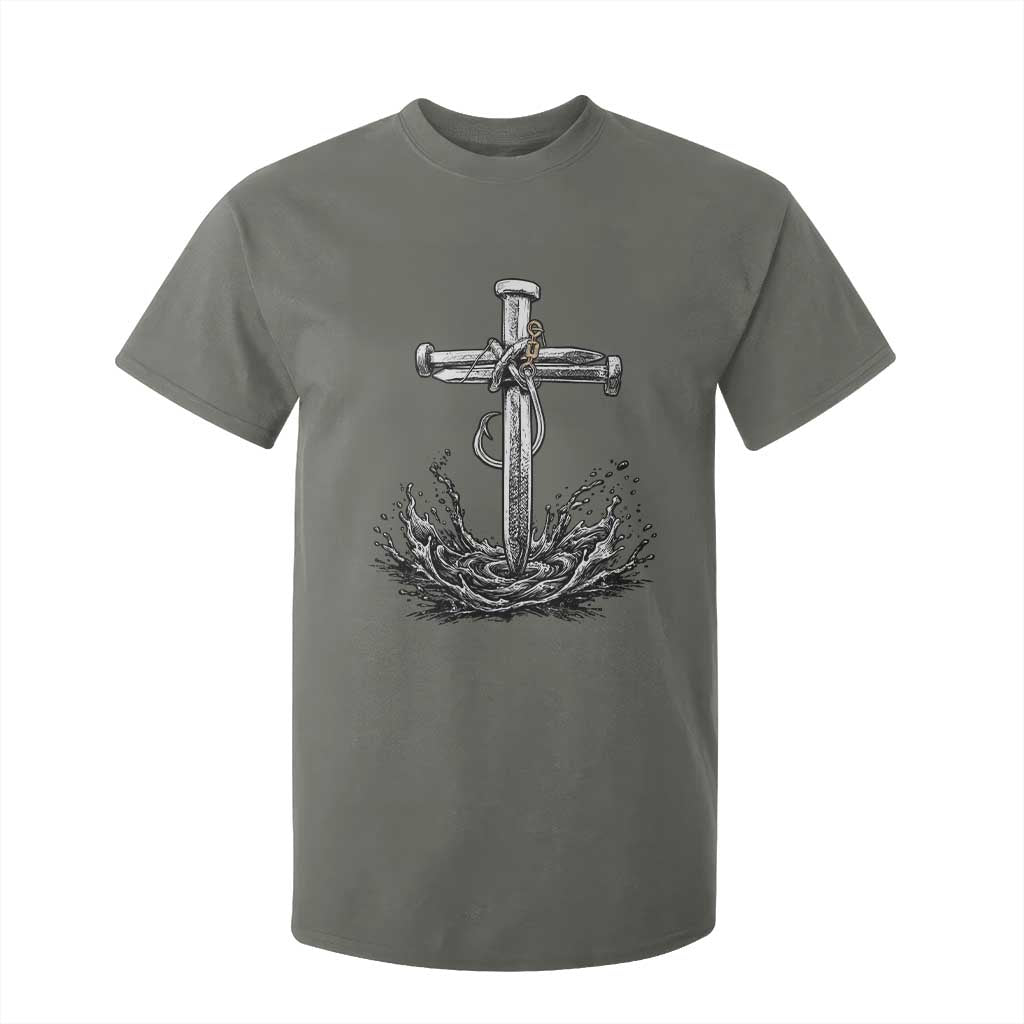 Faith Family Fishing T Shirt For Kid Christian Jesus Cross Fathers Day Gift TS12 Military Green Print Your Wear