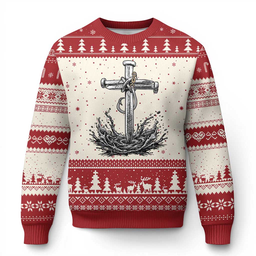 Faith Family Fishing Ugly Christmas Sweater Christian Jesus Cross Fathers Day Gift TS12 Beige Red Print Your Wear
