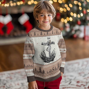 Faith Family Fishing Ugly Christmas Sweater Christian Jesus Cross Fathers Day Gift TS12 Mocha Mousse Print Your Wear