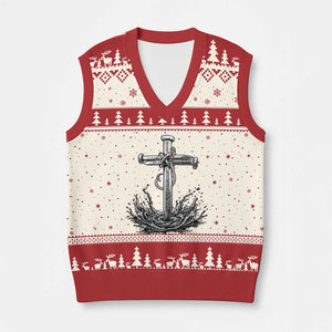 Faith Family Fishing V-Neck Knit Sweater Vest Christian Jesus Cross Fathers Day Gift TS12 Beige Red Print Your Wear