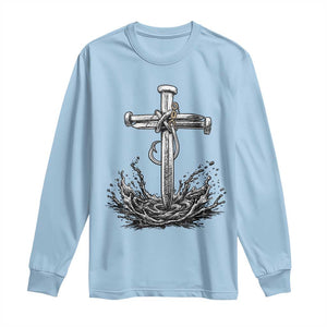 Faith Family Fishing Long Sleeve Shirt Christian Jesus Cross Fathers Day Gift TS12 Light Blue Print Your Wear