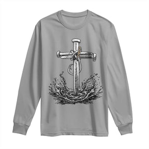 Faith Family Fishing Long Sleeve Shirt Christian Jesus Cross Fathers Day Gift TS12 Sport Gray Print Your Wear