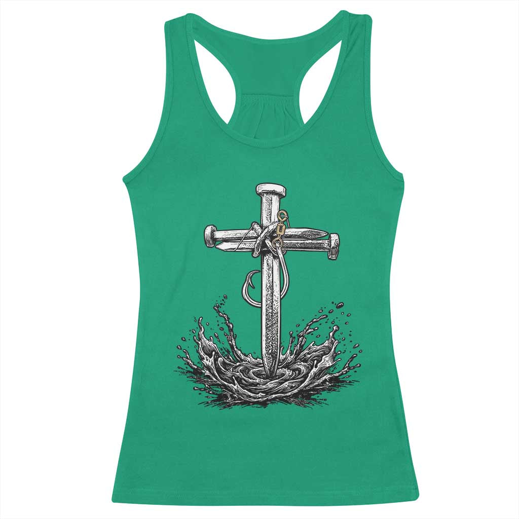 Faith Family Fishing Racerback Tank Top Christian Jesus Cross Fathers Day Gift TS12 Irish Green Print Your Wear