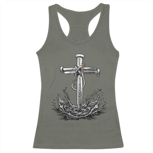 Faith Family Fishing Racerback Tank Top Christian Jesus Cross Fathers Day Gift TS12 Military Green Print Your Wear