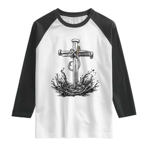Faith Family Fishing Raglan Shirt Christian Jesus Cross Fathers Day Gift TS12 White Black Print Your Wear