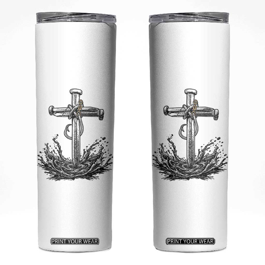 Faith Family Fishing Skinny Tumbler Christian Jesus Cross Fathers Day Gift TS12 White Print Your Wear