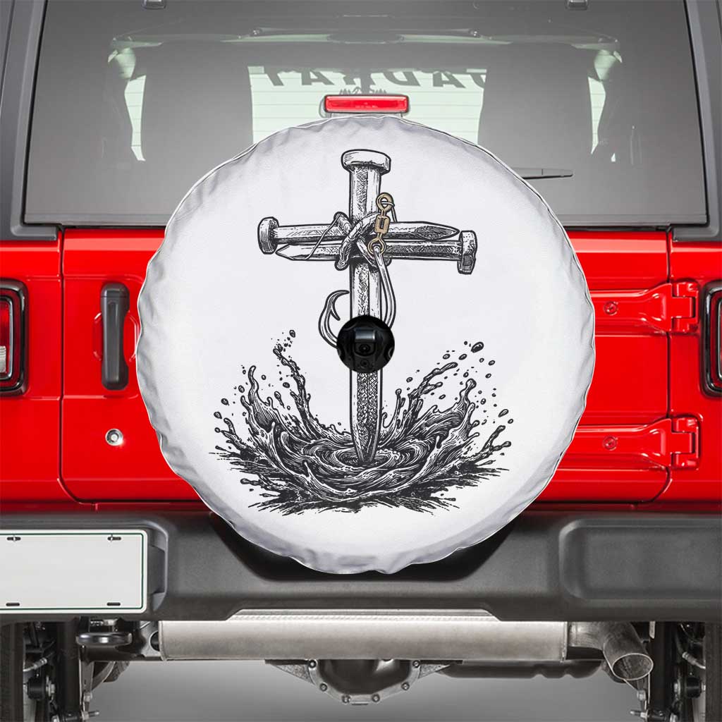 Faith Family Fishing Spare Tire Cover Christian Jesus Cross Fathers Day Gift TS12 White Print Your Wear