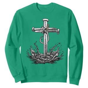 Faith Family Fishing Sweatshirt Christian Jesus Cross Fathers Day Gift