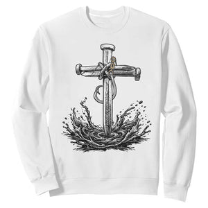 Faith Family Fishing Sweatshirt Christian Jesus Cross Fathers Day Gift