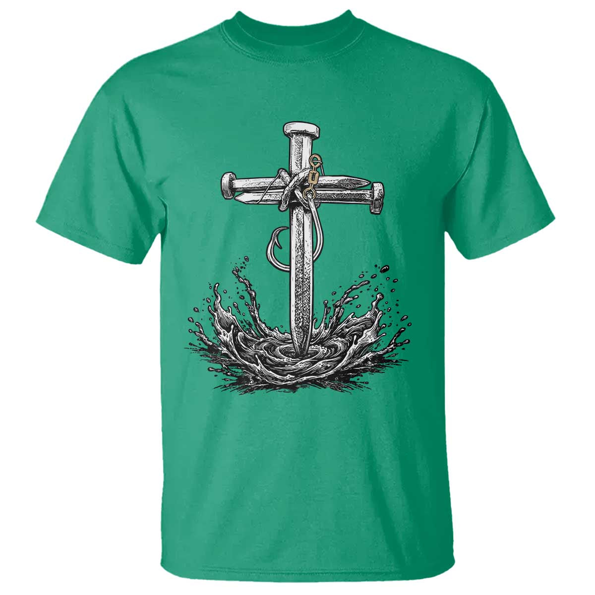 Faith Family Fishing T Shirt Christian Jesus Cross Fathers Day Gift TS12 Irish Green Print Your Wear