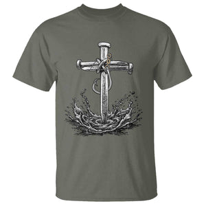 Faith Family Fishing T Shirt Christian Jesus Cross Fathers Day Gift TS12 Military Green Print Your Wear