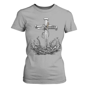 Faith Family Fishing T Shirt For Women Christian Jesus Cross Fathers Day Gift TS12 Sport Gray Print Your Wear