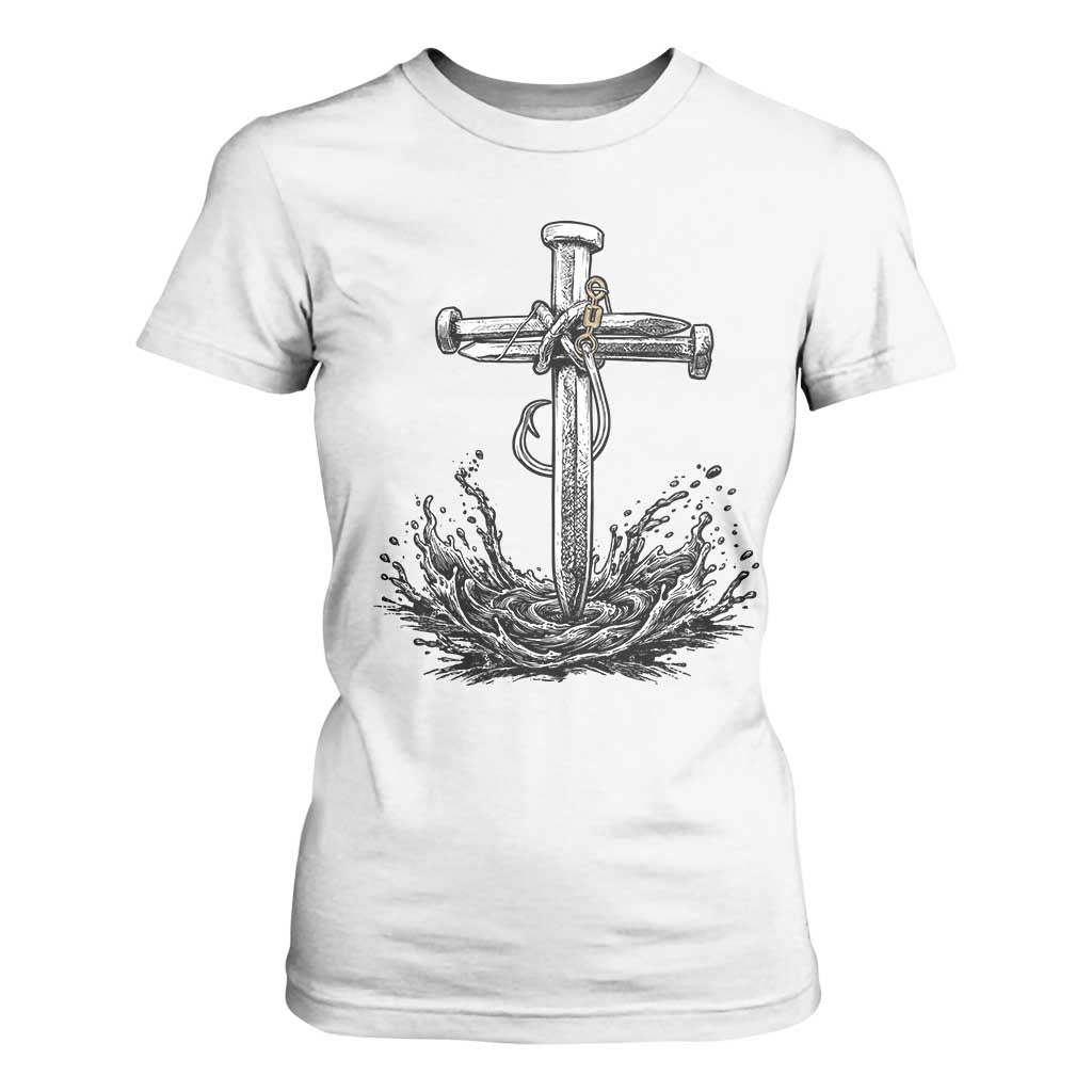 Faith Family Fishing T Shirt For Women Christian Jesus Cross Fathers Day Gift TS12 White Print Your Wear