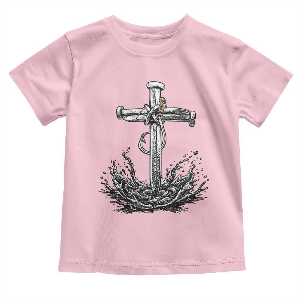 Faith Family Fishing Toddler T Shirt Christian Jesus Cross Fathers Day Gift TS12 Light Pink Print Your Wear