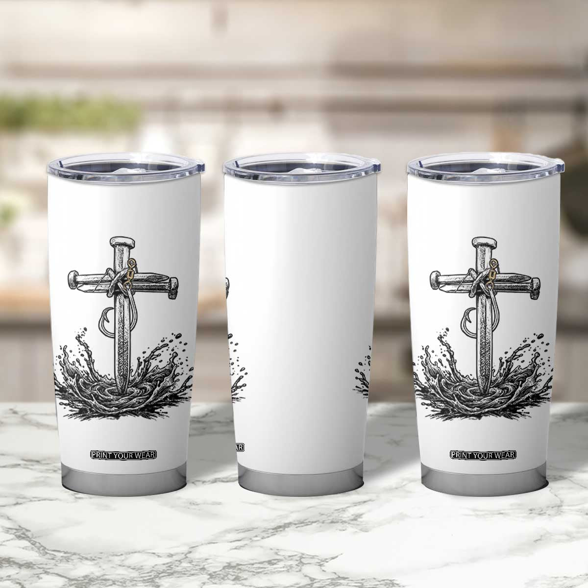 Faith Family Fishing Tumbler Cup Christian Jesus Cross Fathers Day Gift TS12 Print Your Wear