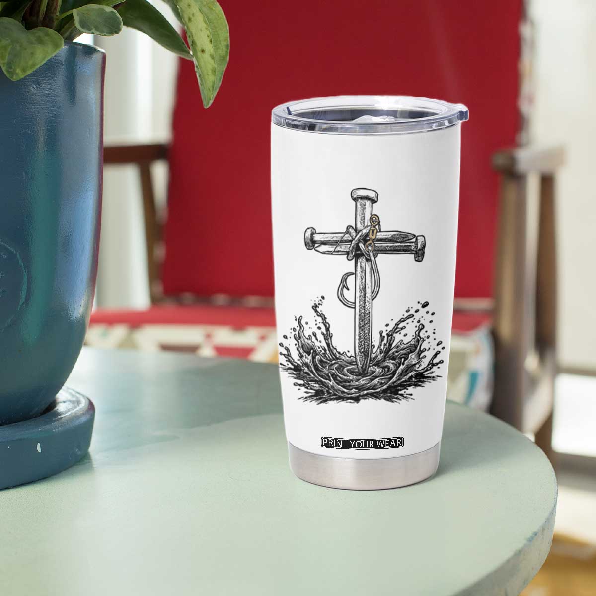 Faith Family Fishing Tumbler Cup Christian Jesus Cross Fathers Day Gift TS12 Print Your Wear
