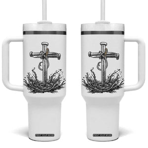 Faith Family Fishing Tumbler With Handle Christian Jesus Cross Fathers Day Gift TS12 One Size: 40 oz White Print Your Wear