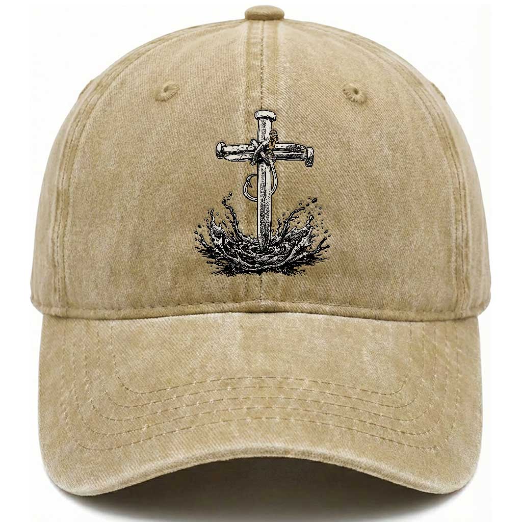 Faith Family Fishing Washed Cotton Baseball Cap Christian Jesus Cross Fathers Day Gift TS12 Print Your Wear