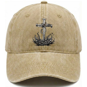 Faith Family Fishing Washed Cotton Baseball Cap Christian Jesus Cross Fathers Day Gift TS12 Print Your Wear