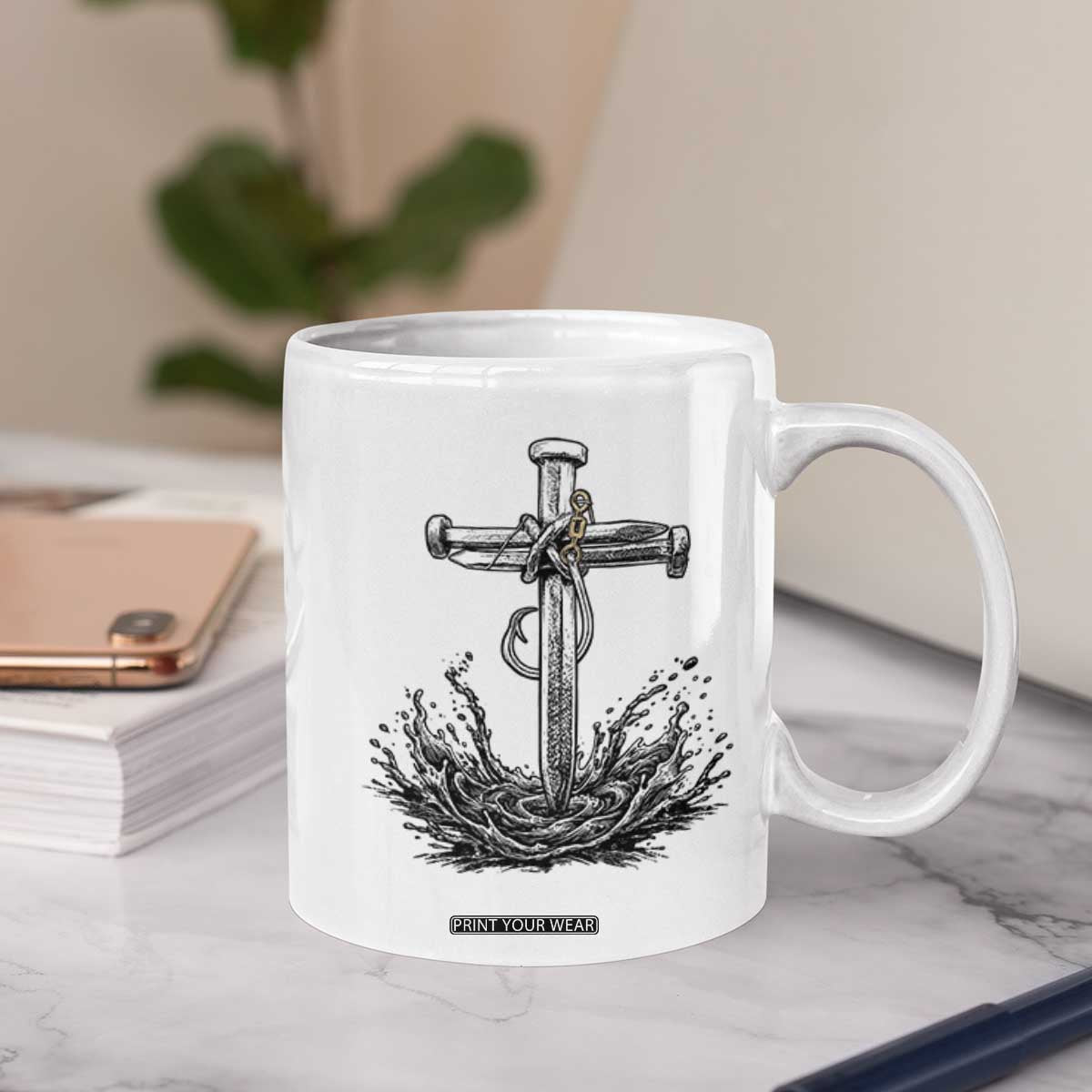 Faith Family Fishing Coffee Mug Christian Jesus Cross Fathers Day Gift TS12 Print Your Wear