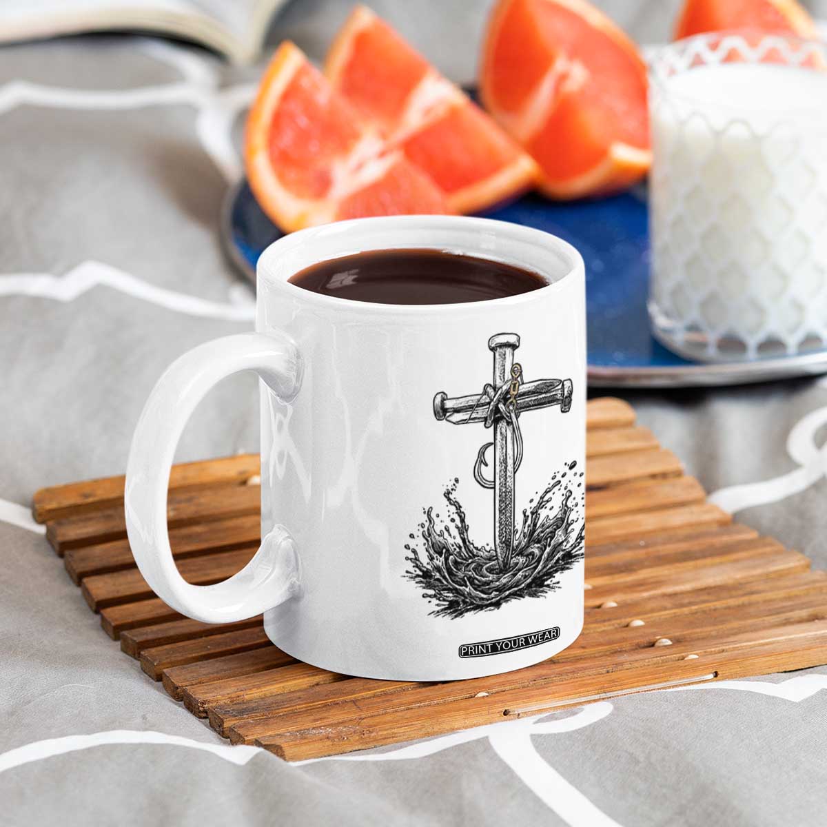 Faith Family Fishing Coffee Mug Christian Jesus Cross Fathers Day Gift TS12 Print Your Wear