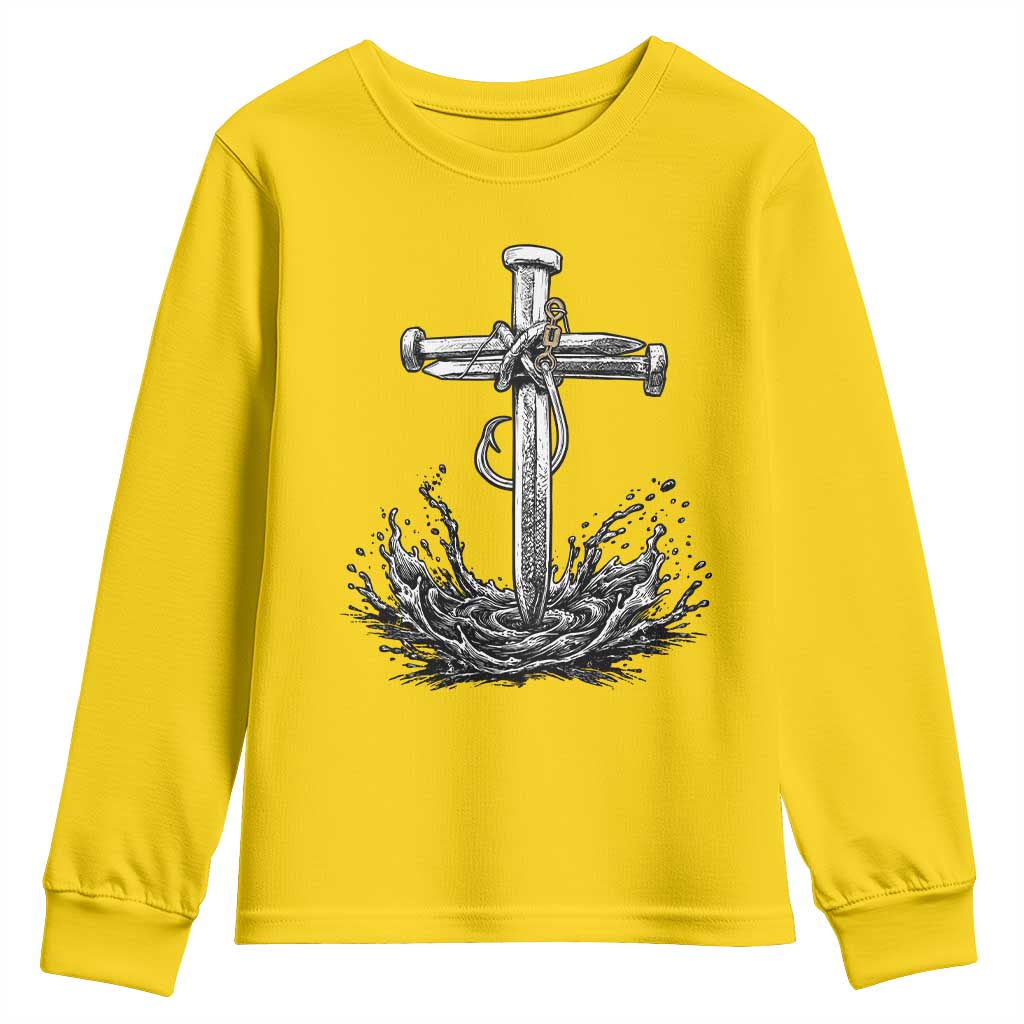 Faith Family Fishing Youth Sweatshirt Christian Jesus Cross Fathers Day Gift TS12 Daisy Print Your Wear