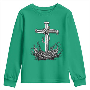 Faith Family Fishing Youth Sweatshirt Christian Jesus Cross Fathers Day Gift TS12 Irish Green Print Your Wear