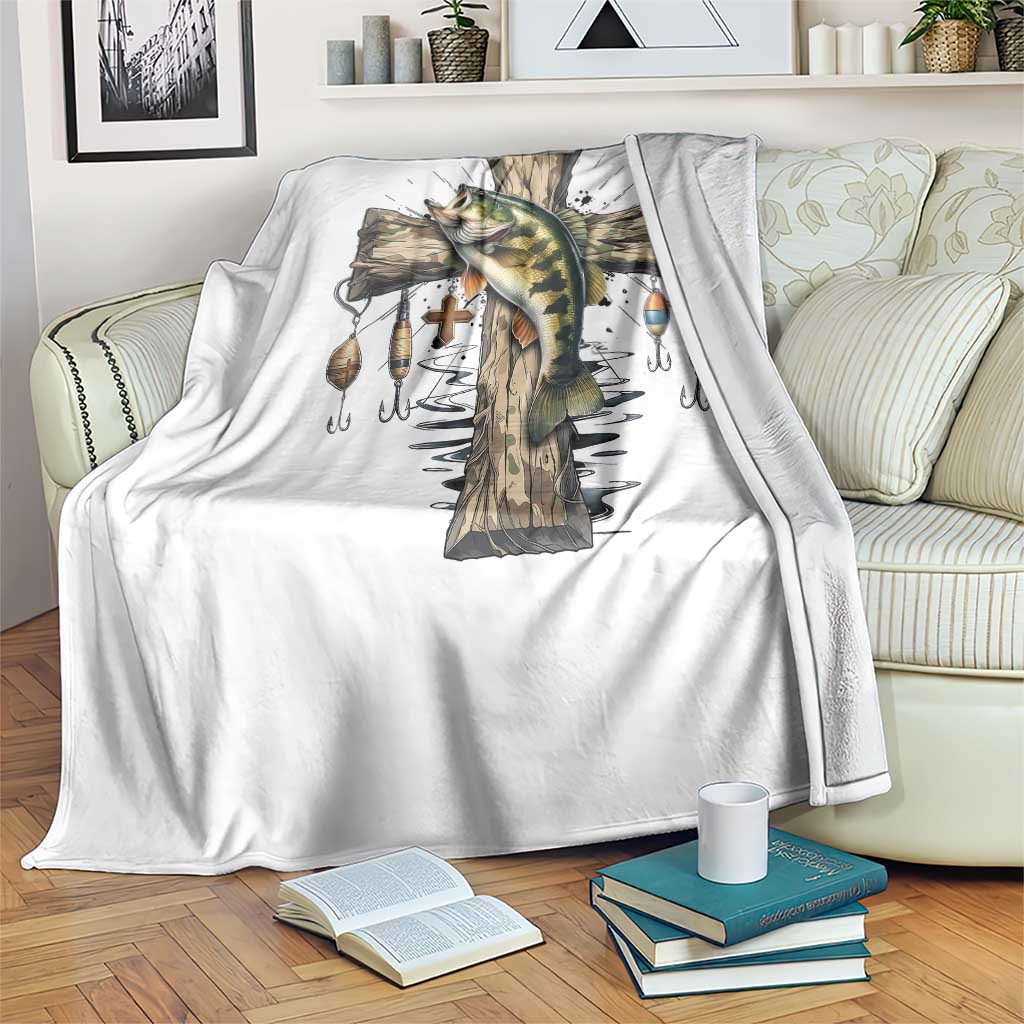 Camo Jesus Cross Fishing Throw Blanket Faith Family Fishing Fathers Day TS12 Print Your Wear