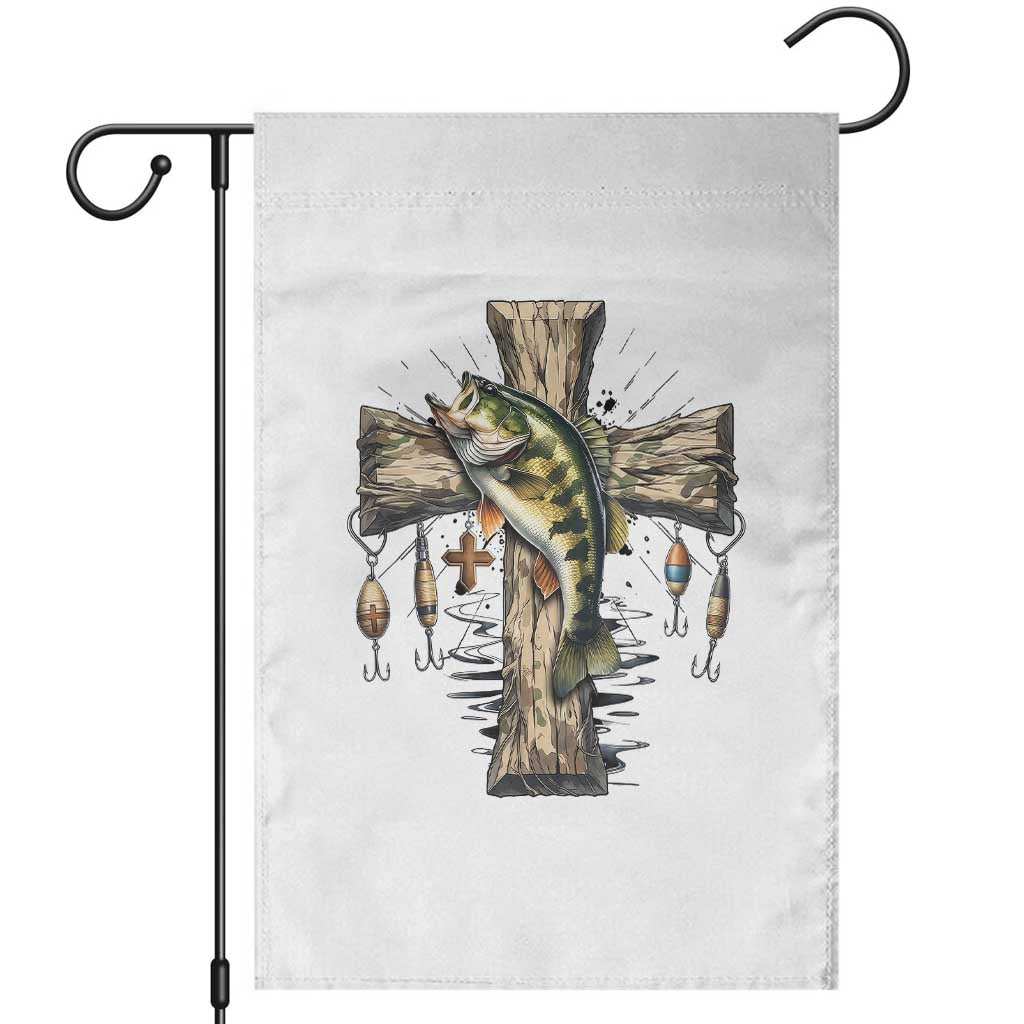 Camo Jesus Cross Fishing Garden Flag Faith Family Fishing Fathers Day TS12 White Print Your Wear