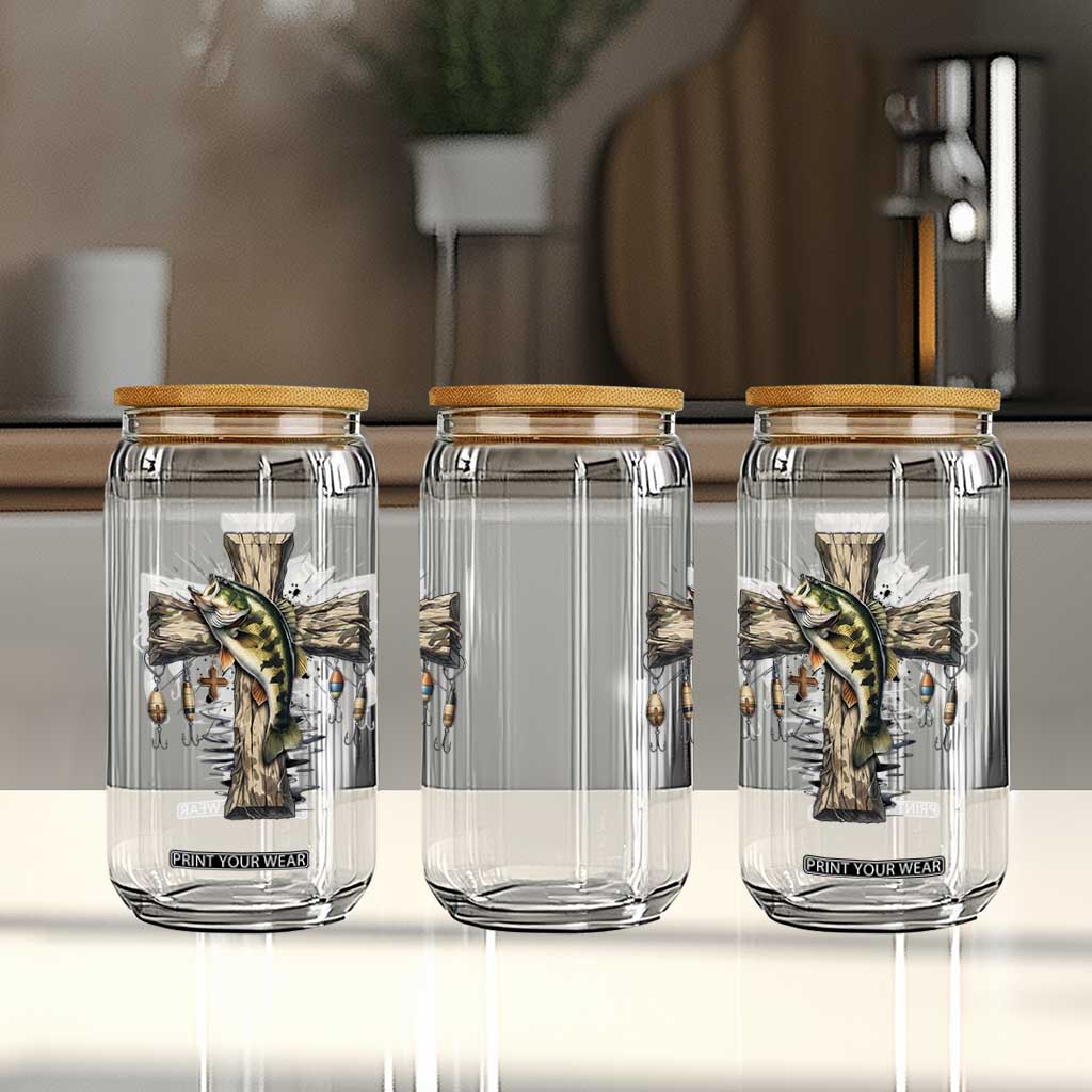 Camo Jesus Cross Fishing Glass Can Faith Family Fishing Fathers Day TS12 Print Your Wear