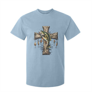 Camo Jesus Cross Fishing T Shirt For Kid Faith Family Fishing Fathers Day TS12 Light Blue Print Your Wear