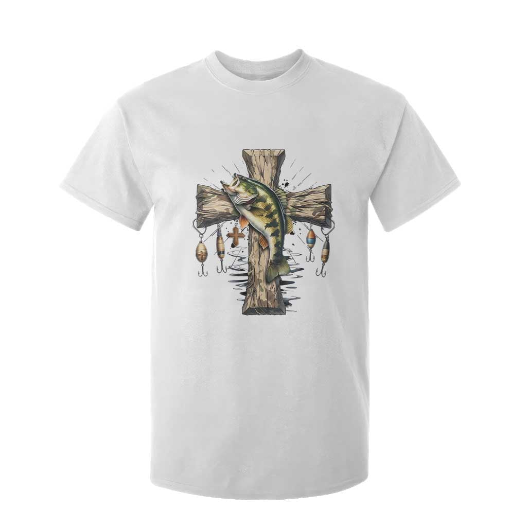 Camo Jesus Cross Fishing T Shirt For Kid Faith Family Fishing Fathers Day TS12 White Print Your Wear