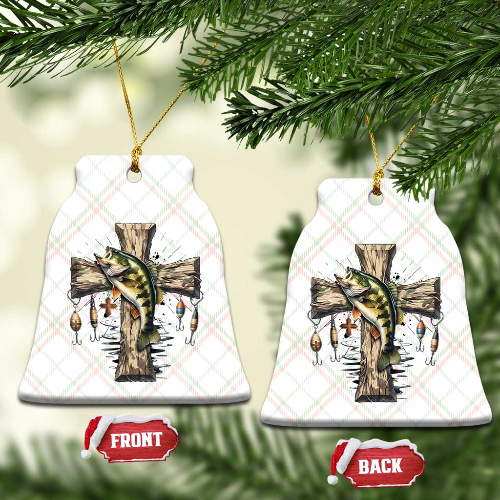 Camo Jesus Cross Fishing Ceramic Ornament Faith Family Fishing Fathers Day TS12 Print Your Wear