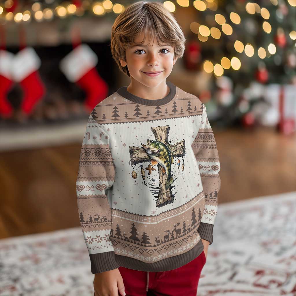 Camo Jesus Cross Fishing Ugly Christmas Sweater Faith Family Fishing Fathers Day TS12 Mocha Mousse Print Your Wear